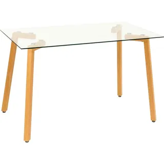 Esstisch PAROLI Tische Gr. B/H/T: 140 cm x 70 cm x 75 cm, 140 cm, braun (klarglas, eichefarben) Esstisch Glas-Esstisch Küchentisch Rechteckiger Esstische rechteckig Tisch
