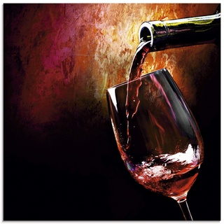 ARTland Glasbilder Wandbild Glas Bild einteilig 20x20 cm Quadratisch Rotwein Lounge Bar Restaurant Italien Wein Kunst Malerei T5PV