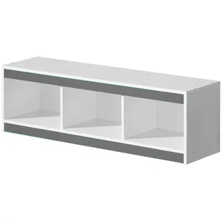 99rooms Wandregal Goldie, Wandregal, Wandschrank, 3 offene Fächer, aus Holzwerkstoff, viel Stauraum, Modern Design grau|weiß