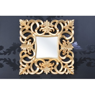 Prunkvoller Barock Wandspiegel 76 x 76 cm Gold - Goldener Spiegel quadratisch  Barock Wandspiegel  Gold Antik, Höhe 76 cm, Breite 76 cm, Edel & Prunkvoll