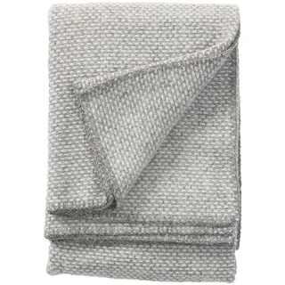 Klippan Decke, Überwurf aus 100% Schafwolle, Motiv: Domino, 130 x 180 cm, Wolle, hellgrau, 180x130x0.5 cm