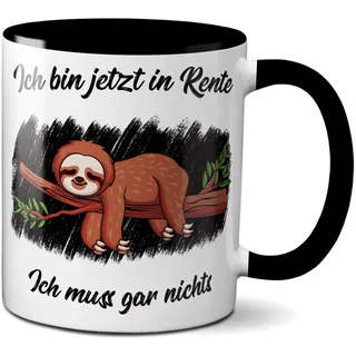 TassenKing Tasse - Faultier Rentner/Rentnerin Kaffeetasse Teetasse Geschenkidee Geschenk schwarz