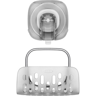 OXO Schwammhalter mit Saugnapfhalterung Grau, Küchenutensilienhalter, Silber, Transparent