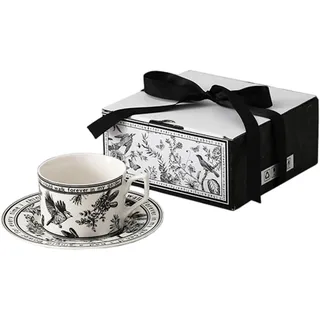 Teetassen und Untertassen 1 Set 200 ml Vintage-Keramiktassen für Kaffee und Tee inklusive Geschenkbox für Cappuccino Kaffee Espresso Latte Macchiato ideal als Einweihungsparty-Zubehör