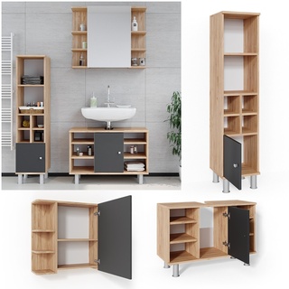 Vicco Badmöbel Set 3tlg Fynn Spiegelschrank Waschbeckenunterschrank Hochschrank