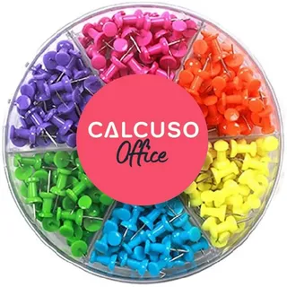 CALCUSO Heftzwecke – 240 bunte Reißnägel / Reißzwecken in Box, 6 Farben à 40 bunt