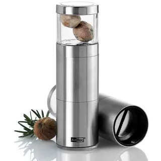 AdHoc Muskatmühle Muskatino manuell, (1 Stück), Geschenkset inklusive Nüssen silberfarben