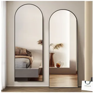 Boromal Ganzkörperspiegel Standspiegel Wandspiegel groß Schwarz Weiß 180x80cm 160x50cm Alurahmen (Hochspiegel Arched Gold 150x50 140x40cm, 1-St., mit Metall-Haken), 5mm Kupfer- und bleifreier Spiegel,Freistehend,Wandmontage schwarz 40 cm x 140 cm
