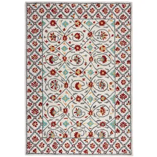 KADIMA DESIGN Wollteppich handgetuftet | Traditionelles Blumenmuster | Strapazierfähig für Wohnräume | 200x290cm