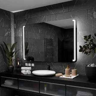 Badspiegel mit LED Beleuchtung - Oslo - 120 cm, 80 cm - Silber