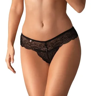 Selente Love & Fun attraktiver und bequemer Damen Tanga, Höschen, schwarz-Spitze, Gr. L/XL - L-XL
