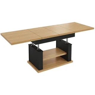 designimpex Couchtisch DA-666 höhenverstellbar ausziehbar 120/200 cm Esstisch Wohnzimmer, Funktionstisch, Wohnzimmertisch, Tisch, Esstisch, Sofatisch, Schublade beige|schwarz