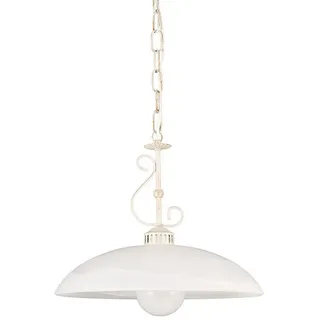Helios Leuchten Pendelleuchte Hängelampe Landhausstil Küchenlampe Deckenlampe, für Wohnraum Esstisch Küche, Alabasterglas weiß weiß