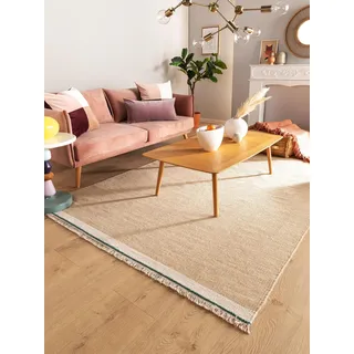 benuta Pop Wollteppich Karla - Beige 160x230 cm - Baumwolle,Wolle - Rechteckig & im Style: Uni, Hygge & Cozy, Minimalistisch - Pflegeleicht für Wohnzimmer Schlafzimmer