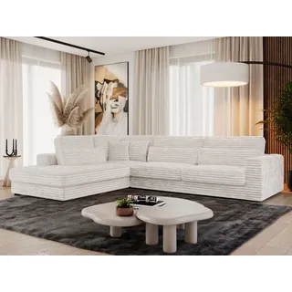 MKS MEBLE Ecksofa Sofa L-Form Grau Struktur, Wohnlandschaft L-Form, Couch L Form, Sofagarnitur Couchgarnitur Polsterecke, Breite: 316 cm - Savona L... - Beige
