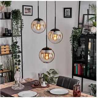 hofstein Hängeleuchte Vintage Hängelampe aus Metall/Glas in Schwarz/Bernsteinfarben/Klar, ohne Leuchtmittel