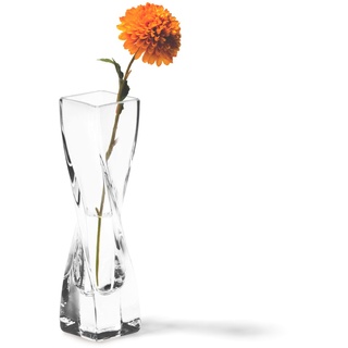 Leonardo Volare Solifleurvase, geschwungene dynamisch geformte Blumenwase mit massivem Eisboden, handgefertigtes Klarglas, Höhe 20 cm, 210 ml, 014083