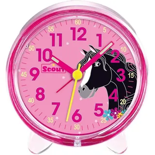 Scout Quarzwecker Pferdewecker, Favorit, 280001050 Kinderwecker, Geschenkidee, Kinderzimmer, Mädchen, Schulanfang, Pferd rosa