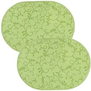 Erwin Müller Platzset Tischset "Essen" 2er-Pack, abwaschbar Ranke grün oval | 35 cm x 50 cm