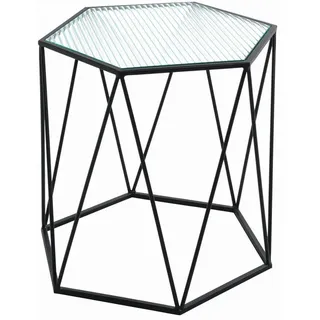 Haku-Möbel Beistelltisch schwarz Metall Glas, sechseckig 40x46x46 cm B: 40 H: 46