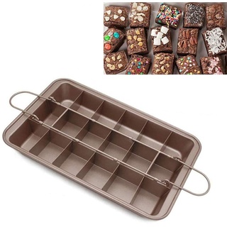 MEETOZ Antihaftbeschichtete Brownie-Pfannen mit Trennwänden, Hartstahl, 18 Gitter-Brownie-Backblech für Ofenbacken, Backform mit integriertem Hobel und Gestell