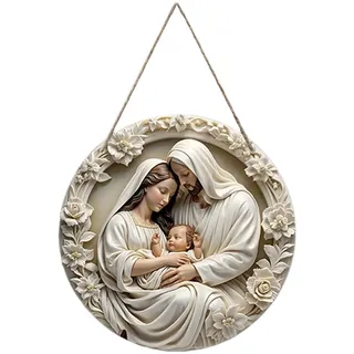 Geschnitzte Holztafel für die Krippe Jesu und Maria, schafft eine spirituelle Atmosphäre mit dem Baum Jesus und Maria