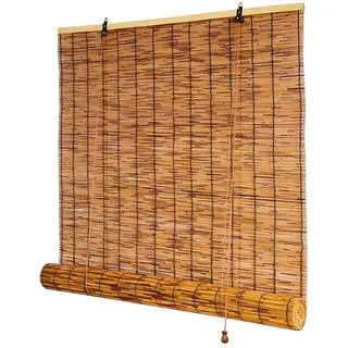 Bambusrollo 80 90 120 150 160 Cm Breit Retro Schilf Vorhang Wetterfest Aussen Bambus Sichtschutz Mit Lifter Bambus Rollo Jalousine Anti-UV Sonnenschutz Vorhang Bambus Outdoor Für Fenster Balkon