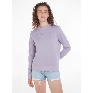 Sweatshirt TOMMY JEANS "TJW REG TONAL LINEAR CREW" Gr. XS (34), lila (lavender flower) Damen Sweatshirts
