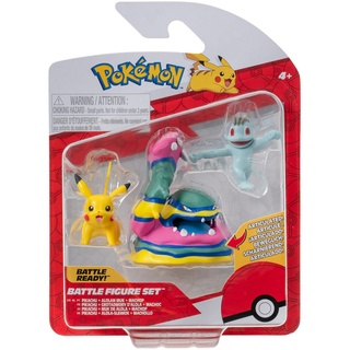 Pokémon PKW3597 - Battle Figure Set - Pikachu, Machollo, Alola-Sleimok, offizielles Figuren Set