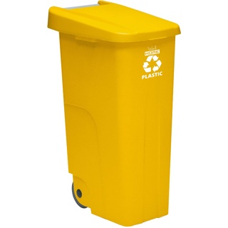 Container Wellhome recyceln 110 Liter, mit Deckel geschlossen, ideal für Kunststoffrecycling, mit Rädern
