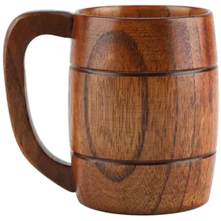 HAOHIZE Holzbecher 350ml, Bierkrug Holz, Schwere Bierkrüge, Holz-Bierbecher, Handgefertigter Bierkrug, Mittelalter Deko, Biergeschenke für Männer, Holzkrug, Bier, Vintage, Tee, Wasser