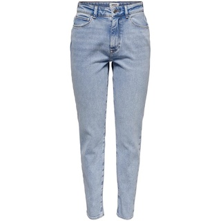 ONLY Damen Straight Fit Jeans | Stone Washed Stretch Denim High Waist | 5-Pocket Hose ONLEMILY, Farben:Blau, Größe:33W / 32L, Z-Länge:L32