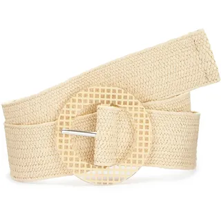 Taillengürtel LASCANA "Stretchgürtel, Bauchgürtel, Gürtel für Kleid & Overall, Sommergürtel", Damen, Gr. 85, beige (natur, beige), Synthetik, Gürtel, in moderner Bast-Optik mit Shaping-Effekt dank elastischem Material