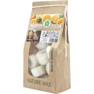 Duftteelichter, Sweet Orange, 100% NATURAL WAX, WENZEL, 25/41 mm, Brenndauer ca. 7h, Beutel mit 18 Stück