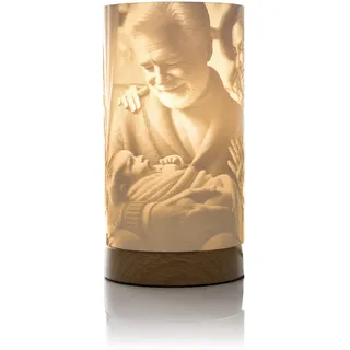 LithoLoom Lampe mit personalisibaren 3D Schirm inkl. LED Leuchtmittel – Tischlampe mit Holzfuß – Perfekte Geschenkidee für Weihnachten, Geburtstag, Valentinstag, Hochzeit, Opa und Oma, Slim Loom