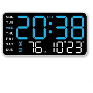 Smart LED Digitaluhr mit multifunktionaler Anzeige von Zeit, Temperatur & Wochentag Sprachgesteuert für Betrieb (D)