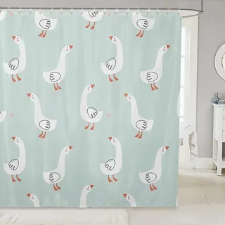 Luowenji Duschvorhang 200x200 Gans Antischimmel Waschbar Duschvorhänge Cartoon-Tiere Shower Curtains 3D Wasserdicht Badezimmer Vorhänge für Badewanne und Dusche mit Haken 2608D