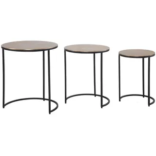 KADIMA DESIGN Satztisch Metall Rund, Aluminium Gold/Schwarz. | 3-teilig Gold, Schwarz