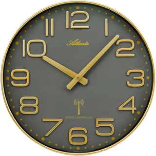 Atlanta 4539/9 Funk-Wanduhr Goldfarben/Grau