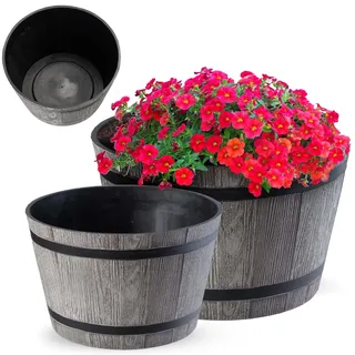 Kadax - Blumentopf, Aus Kunststoff, Runder Pflanzkübel, 40 Cm, Dunkelgrau
