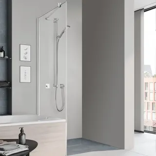 Kermi Mena Seitenwand für Pendeltür, 80 cm, silber hochglanz, ESG klar, neben Badewanne