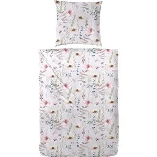 Bettwäsche PRIMERA "Bio-Renforce Bettwäsche Fleur", lila (flieder), B/L: 135cm x 200cm, 1 Stk., 1 Stk., Renforcé (Bio-Baumwolle), B/L: 80cm x 80cm, 2 Stk., Renforcé (Bio-Baumwolle), Obermaterial: 100% Baumwolle, Bettwäsche, Bettwäsche, mit hübschen Blumenranken