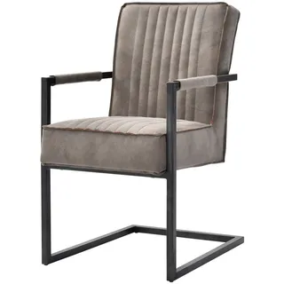 Mid.you Schwingstuhl, Taupe, Metall, Uni, C-Form, 51.5x92x70 cm, inklusive Armlehnen, Esszimmer, Stühle, Esszimmerstühle, Schwingstühle
