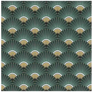 Rasch Textil Vliestapete Art-Deco 10 m x 0,53 m 0 g Grün/Gold 637618