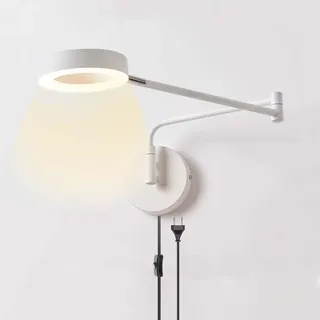 LOGT Swing Arm LED Wandleuchte mit Kabel und Zuleitung Wandlampe Verstellbar Arm Wandbeleuchtung mit Stecker und Schalter Dimmbar Wand Leselampe 3000K/4500K/6000K für Wohnzimmer Schlafzimmer