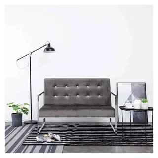 vidaXL Couch Samt 2-Sitzer Dunkelgrau