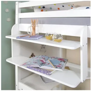 Homestyle4u Hochbett Einhängeregal 83 x 40 x 18 cm Kiefer lackiert weiß