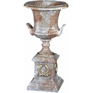 JVmoebel Skulptur XXL Vase Tisch Dekoration Deko Vasen Antik Stil Figur Kelch Rom 0870 grau