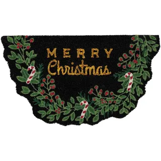FISURA - Fußmatte Eingangshalle Merry Christmas aus Kokosnuss mit Rutschfester PVC-Rückseite. Leuchtet im Dunkeln. Originelle Fußmatte für draußen. Handbemalt. Maße:70 cm x 40 cm