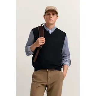 bugatti Pullunder Regular Fit mit V-Ausschnitt aus Baumwolle-Kaschmir blau XL